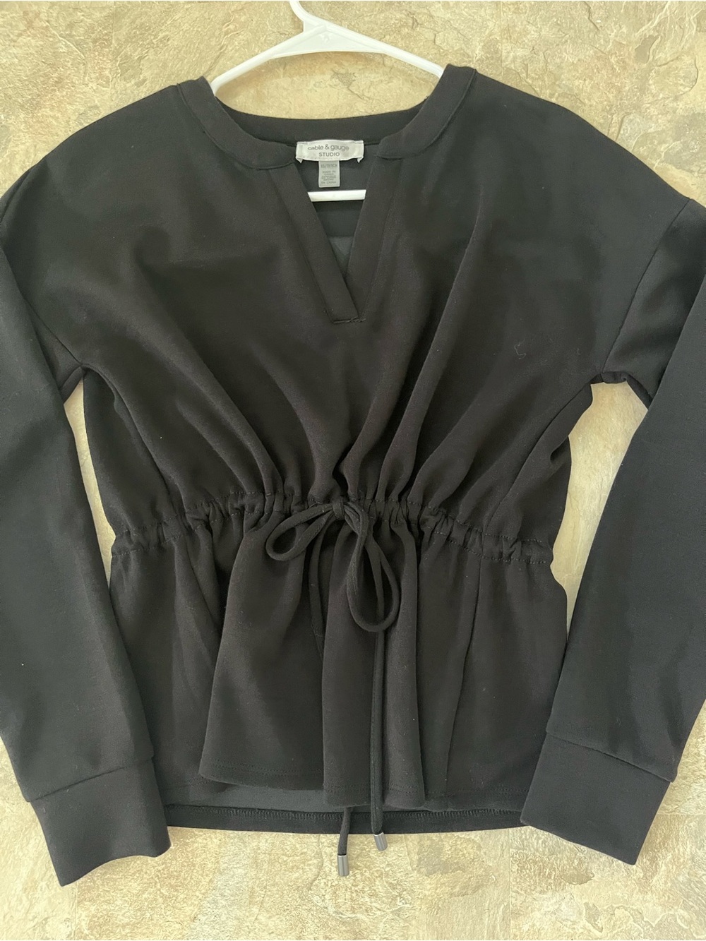 Cable & Gauge Black Drawstring Waist Pullover Size XS - Picture 5 of 13